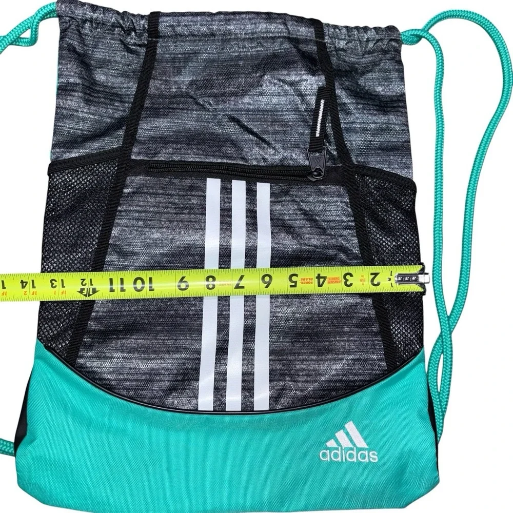 Adidas Drawstring Bag with Pockets Gray and Teal - Picture 5 of 9